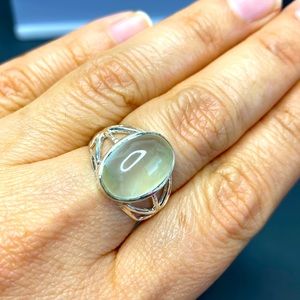 Blue Chalcedony 925 Sterling Silver Size 6.5 Ring